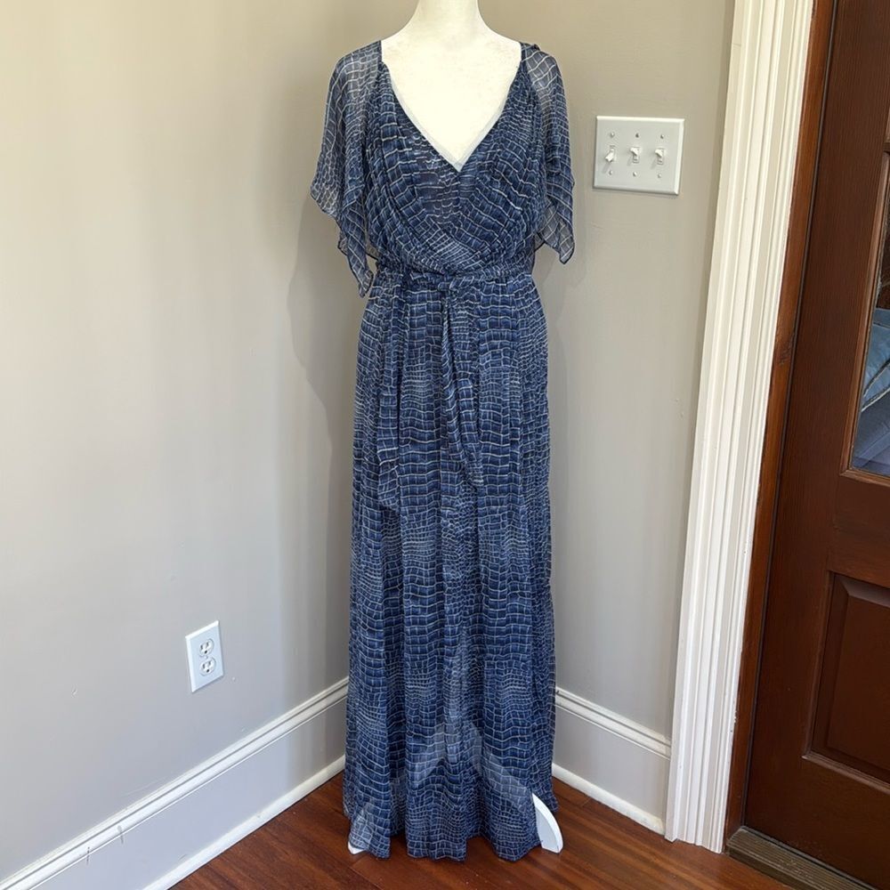 BCBG Maxazria Maxi Flowy Snake Print Dress Size XS